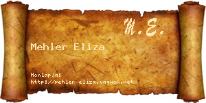 Mehler Eliza névjegykártya